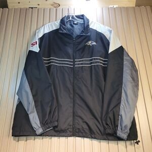 Reebok NFL Baltimore Ravens Windbreaker Jacket Mens XL Black Grey Full Zip SI